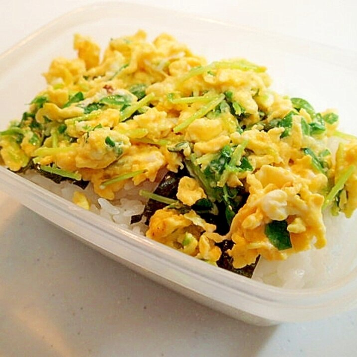 お弁当　海苔と豆苗卵炒め丼